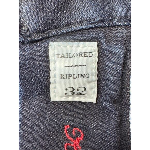 Robert Graham Men's Kipling Tailored Leg Stretch Blue Plaid Jeans - Size 32x26 - Picture 9 of 9